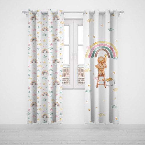 پرده پانچی اتاق کودک برند مینوریا کیدز طرح خرگوش کد p-239