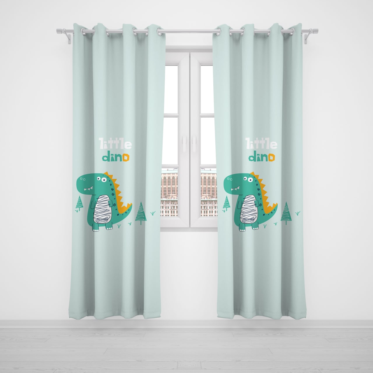 پرده پانچی اتاق کودک برند مینوریا کیدز طرح دایناسور کد p-259