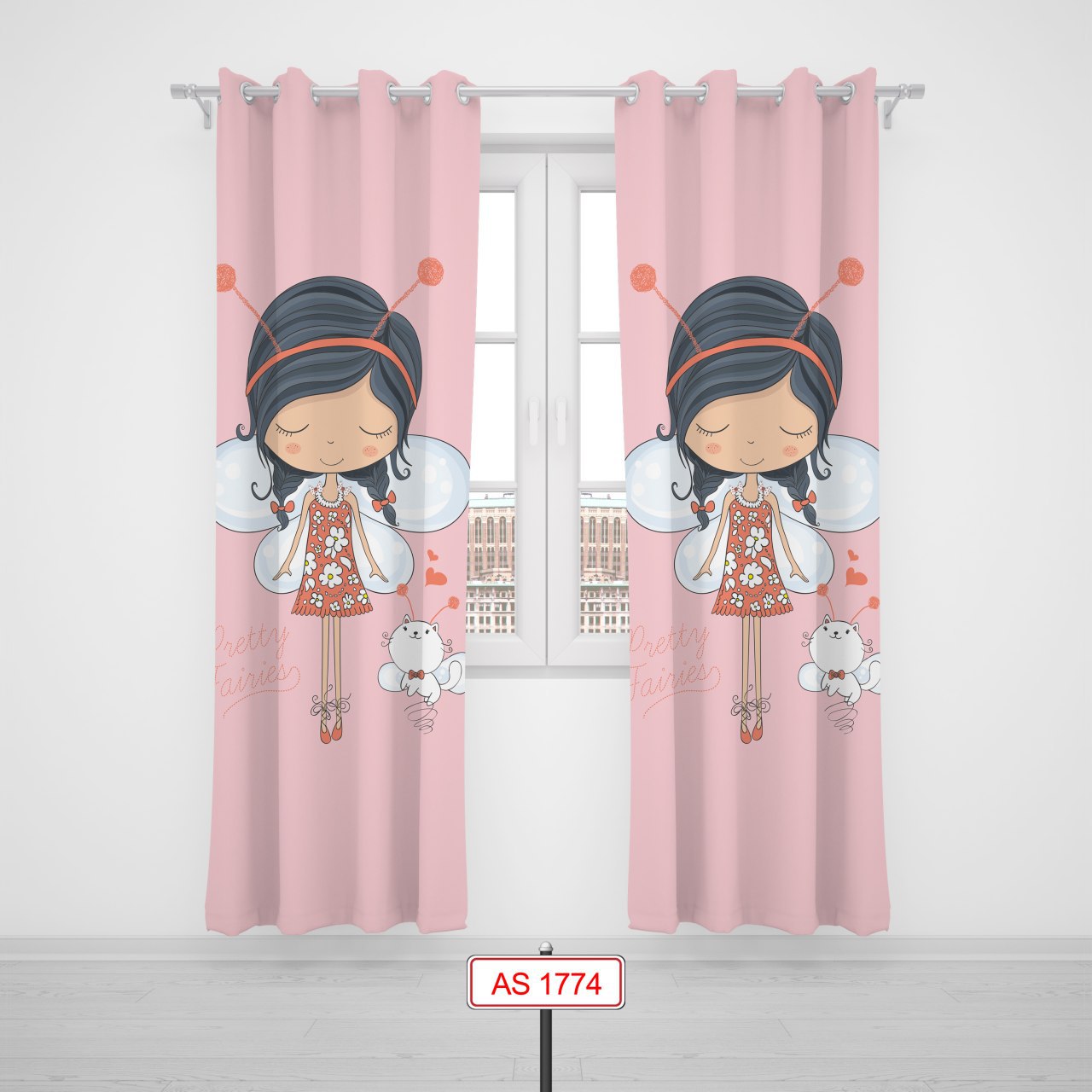 پرده پانچی اتاق کودک برند مینوریا کیدز طرح دخترانه کد p-260