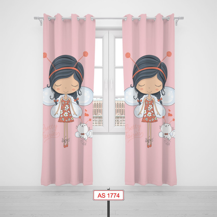 پرده پانچی اتاق کودک برند مینوریا کیدز طرح دخترانه کد p-260