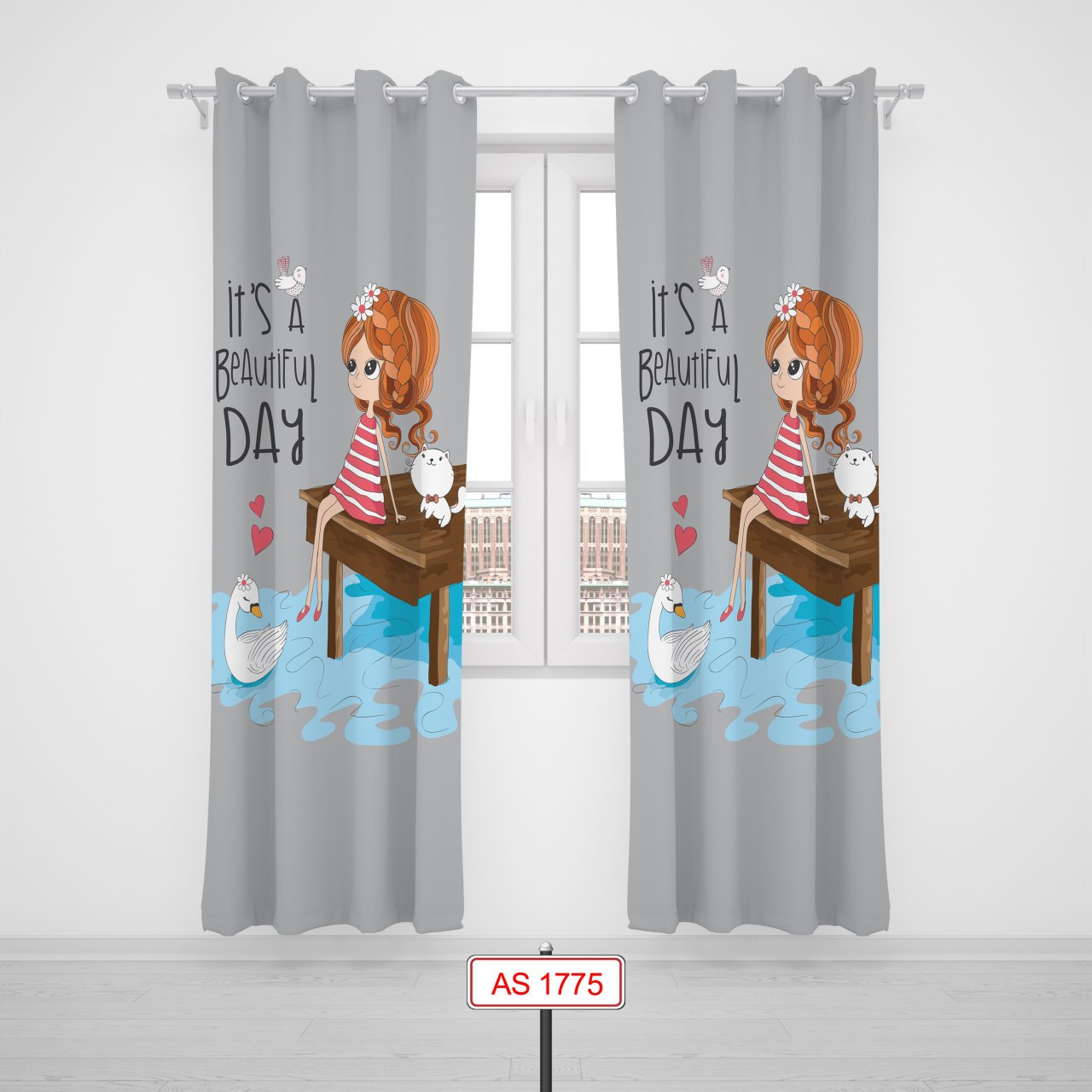 پرده پانچی اتاق کودک برند مینوریا کیدز طرح دخترانه کد p-261