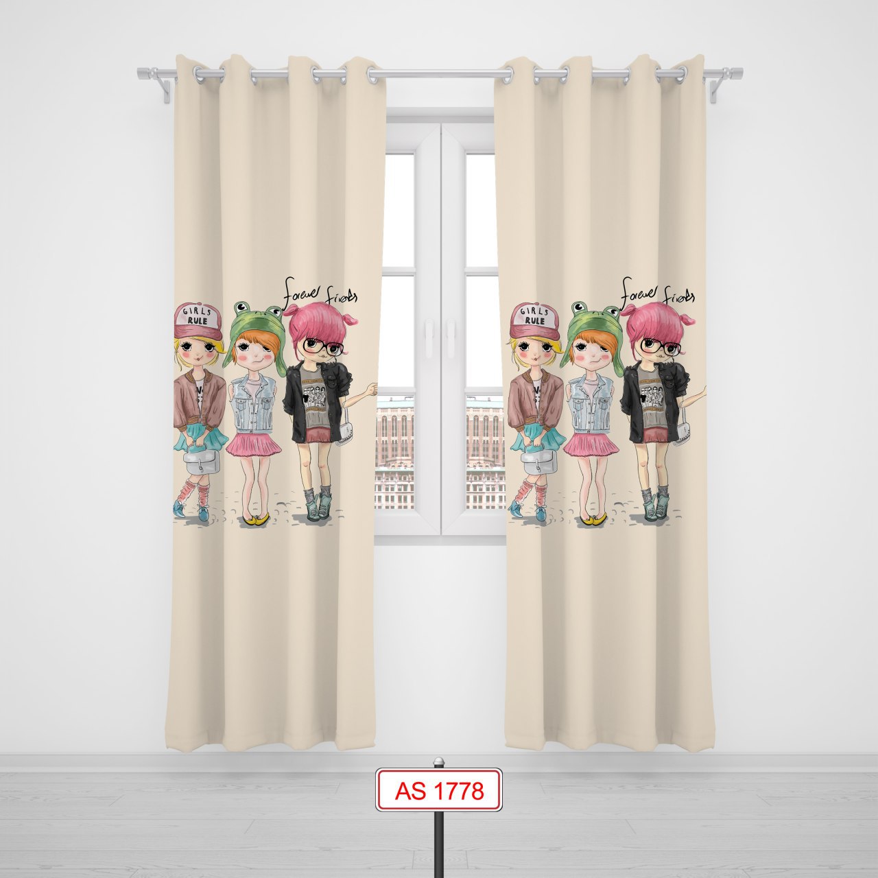 پرده پانچی اتاق کودک برند مینوریا کیدز طرح دخترانه کد p-263