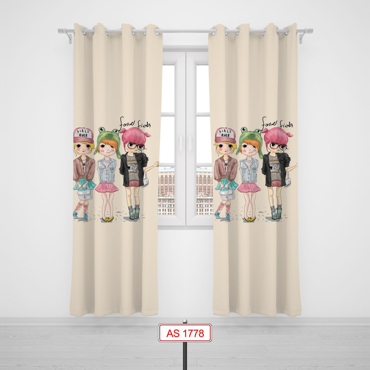پرده پانچی اتاق کودک برند مینوریا کیدز طرح دخترانه کد p-263