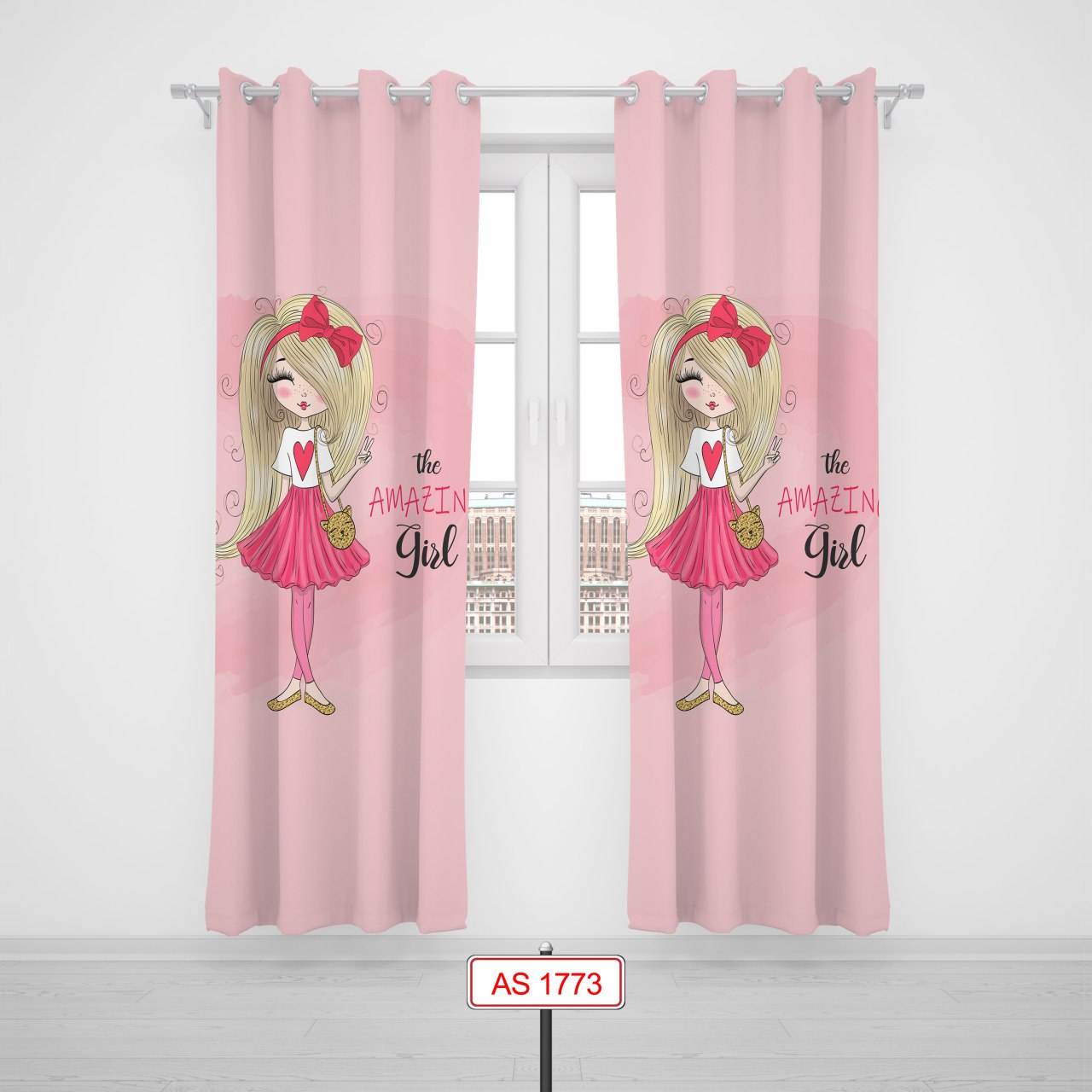 پرده پانچی اتاق کودک برند مینوریا کیدز طرح دخترانه کد p-265