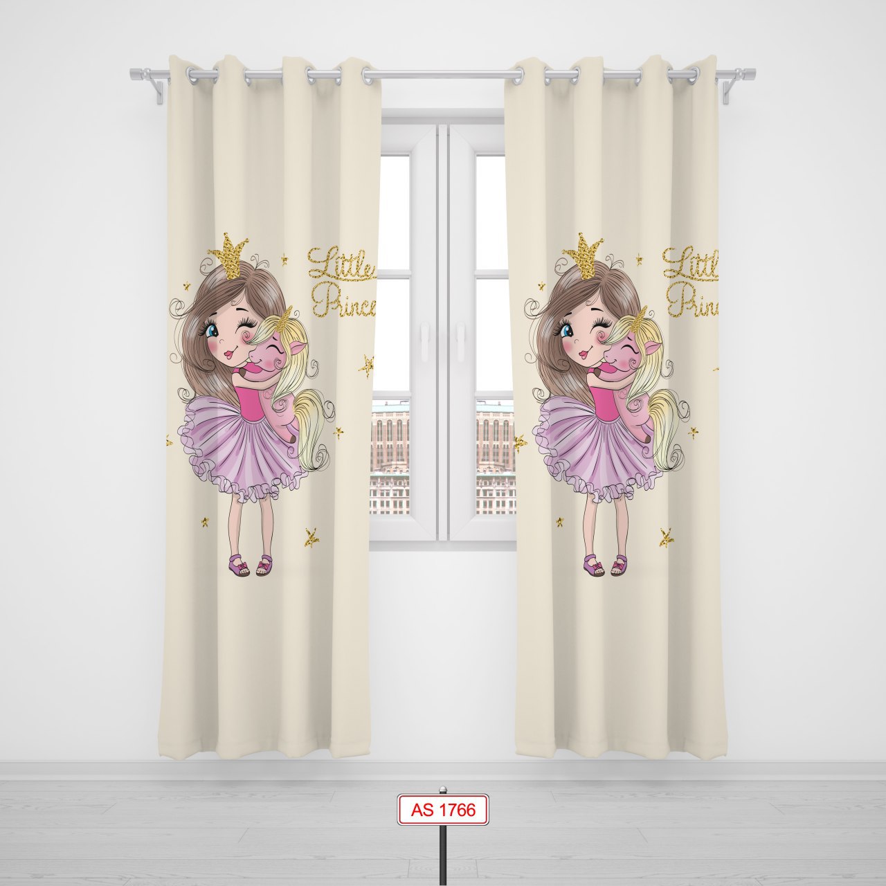 پرده پانچی اتاق کودک برند مینوریا کیدز طرح دخترانه کد p-270