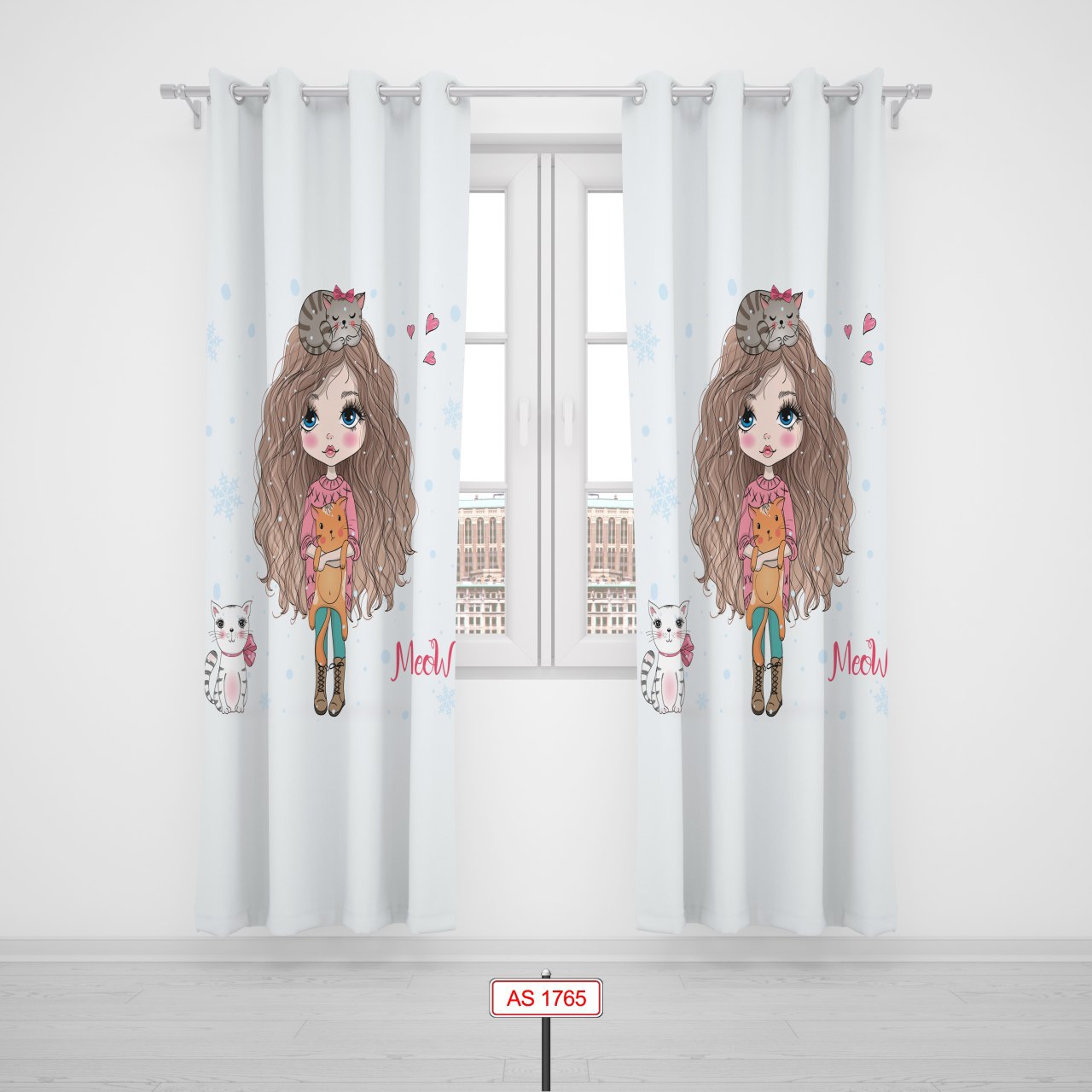 پرده پانچی اتاق کودک برند مینوریا کیدز طرح دخترانه کد p-271