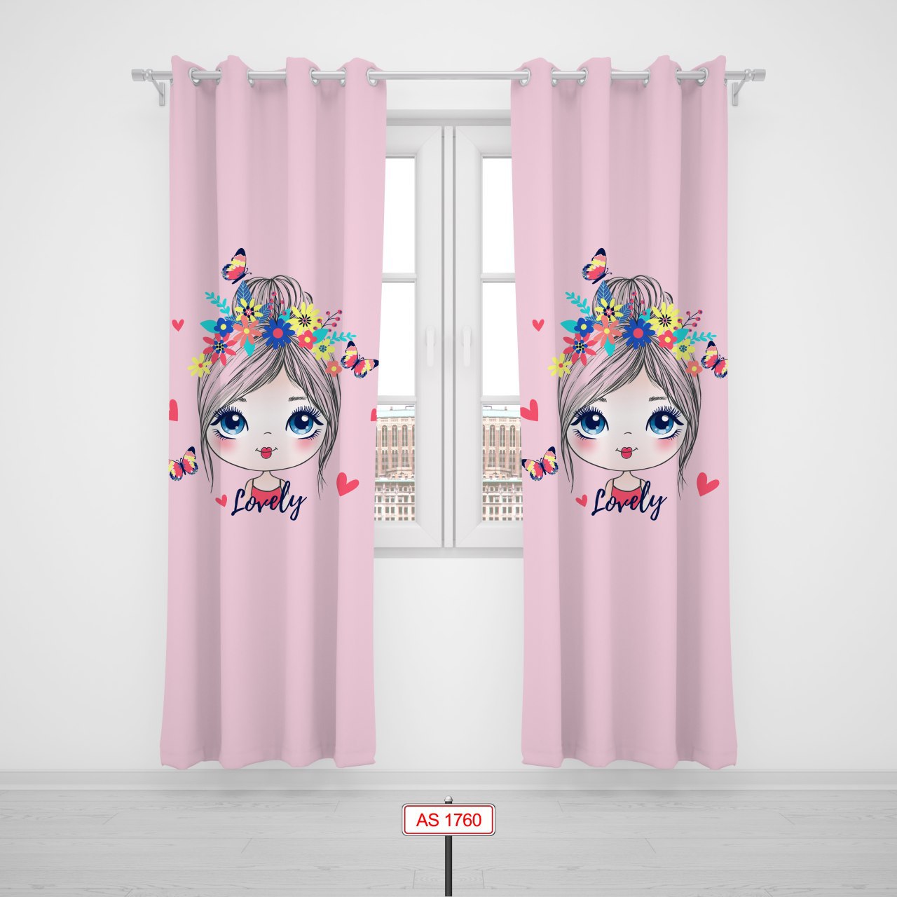 پرده پانچی اتاق کودک برند مینوریا کیدز طرح دخترانه کد p-273