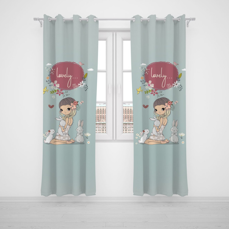 پرده پانچی اتاق کودک برند مینوریا کیدز طرح دخترانه کد p-290