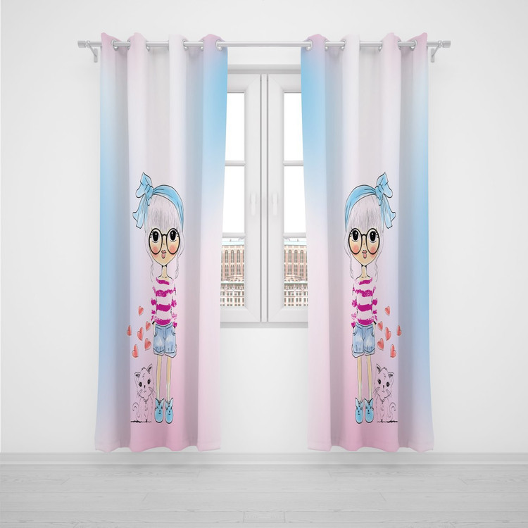 پرده پانچی اتاق کودک برند مینوریا کیدز طرح دخترانه کد p-299