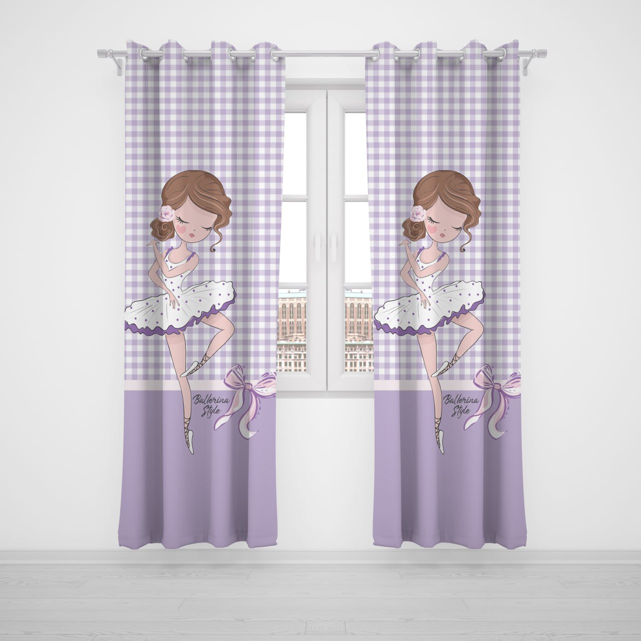 پرده پانچی اتاق کودک برند مینوریا کیدز طرح دخترانه کد p-323