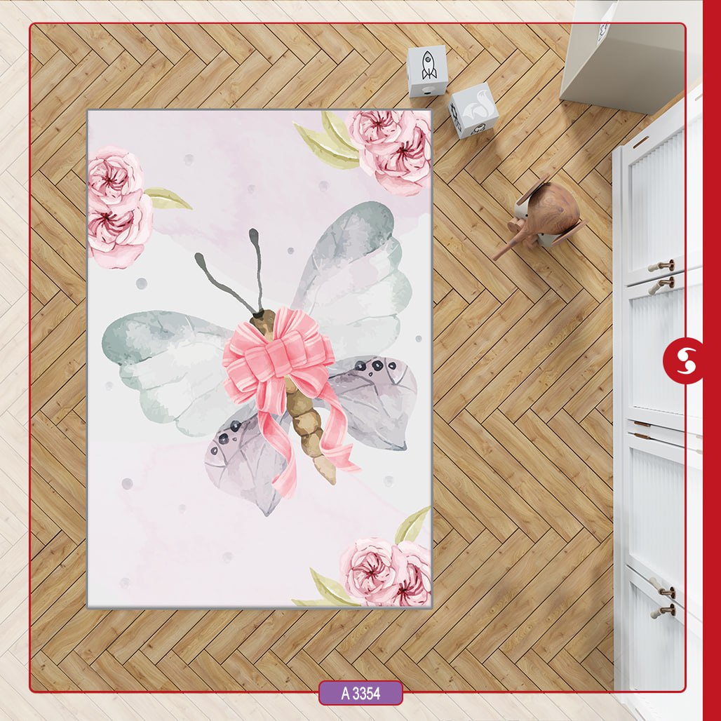 فرشینه اتاق کودک برند مینوریا طرح پروانه کد p-461