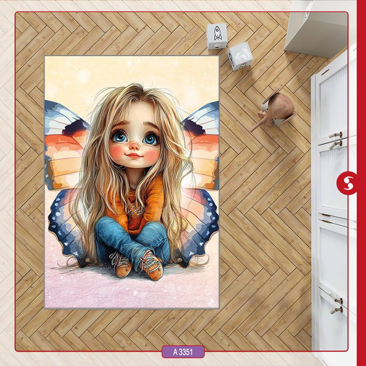 فرشینه اتاق کودک برند مینوریا طرح پروانه کد p-501