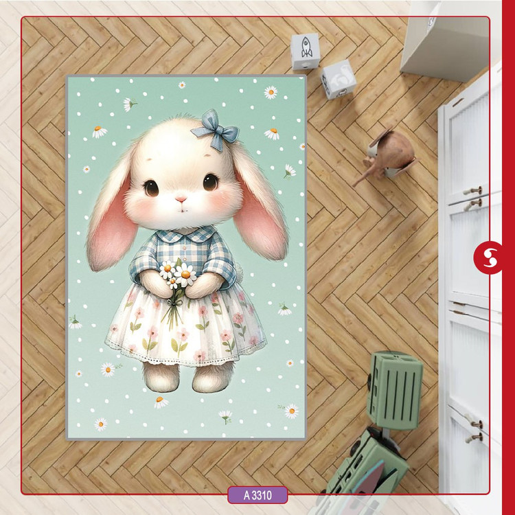 فرشینه اتاق کودک برند مینوریا طرح خرگوش کد p-521