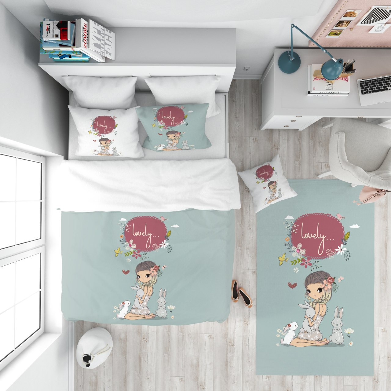 فرشینه اتاق کودک برند مینوریا طرح دخترانه کد p-560