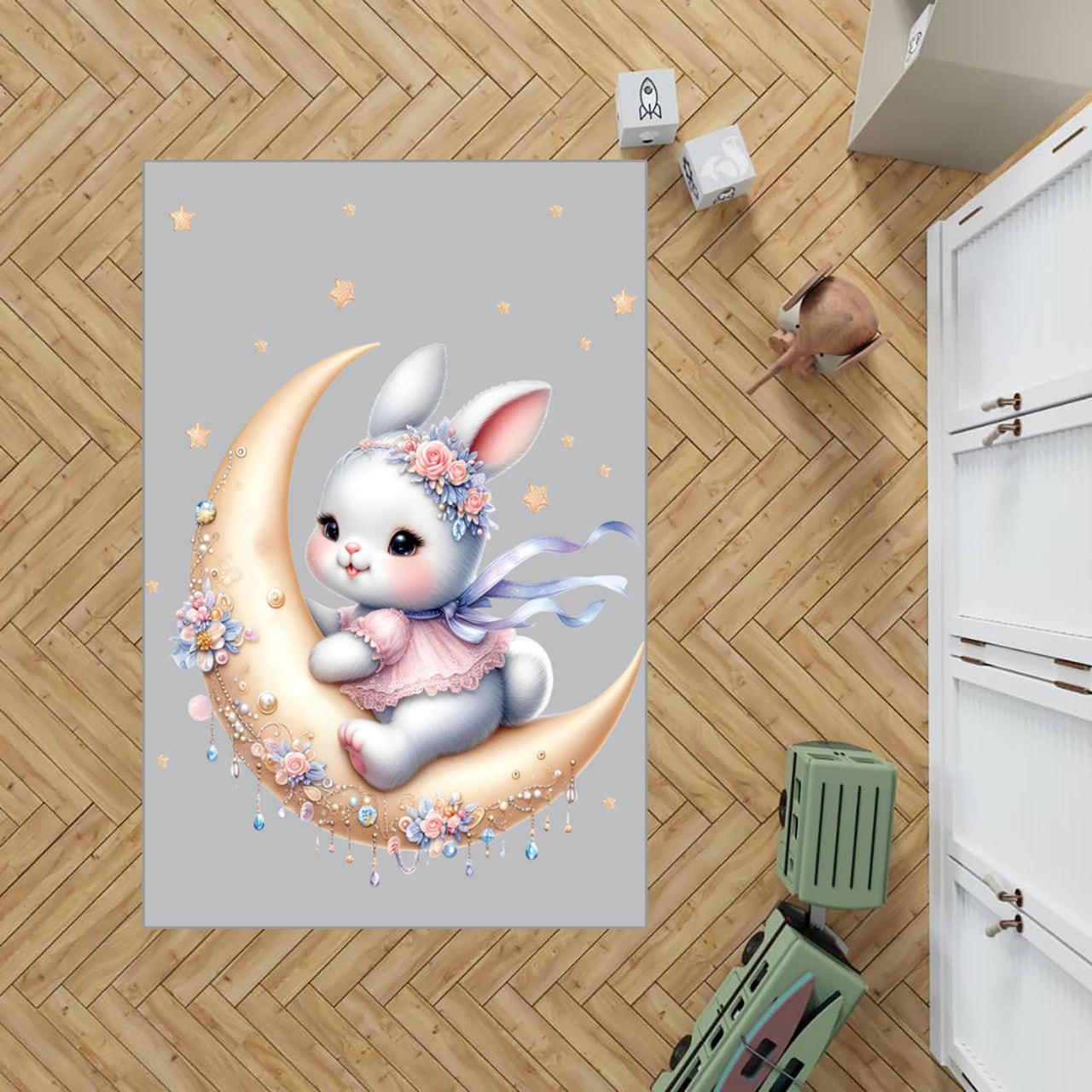 فرشینه اتاق کودک برند مینوریا طرح خرگوش کد p-573