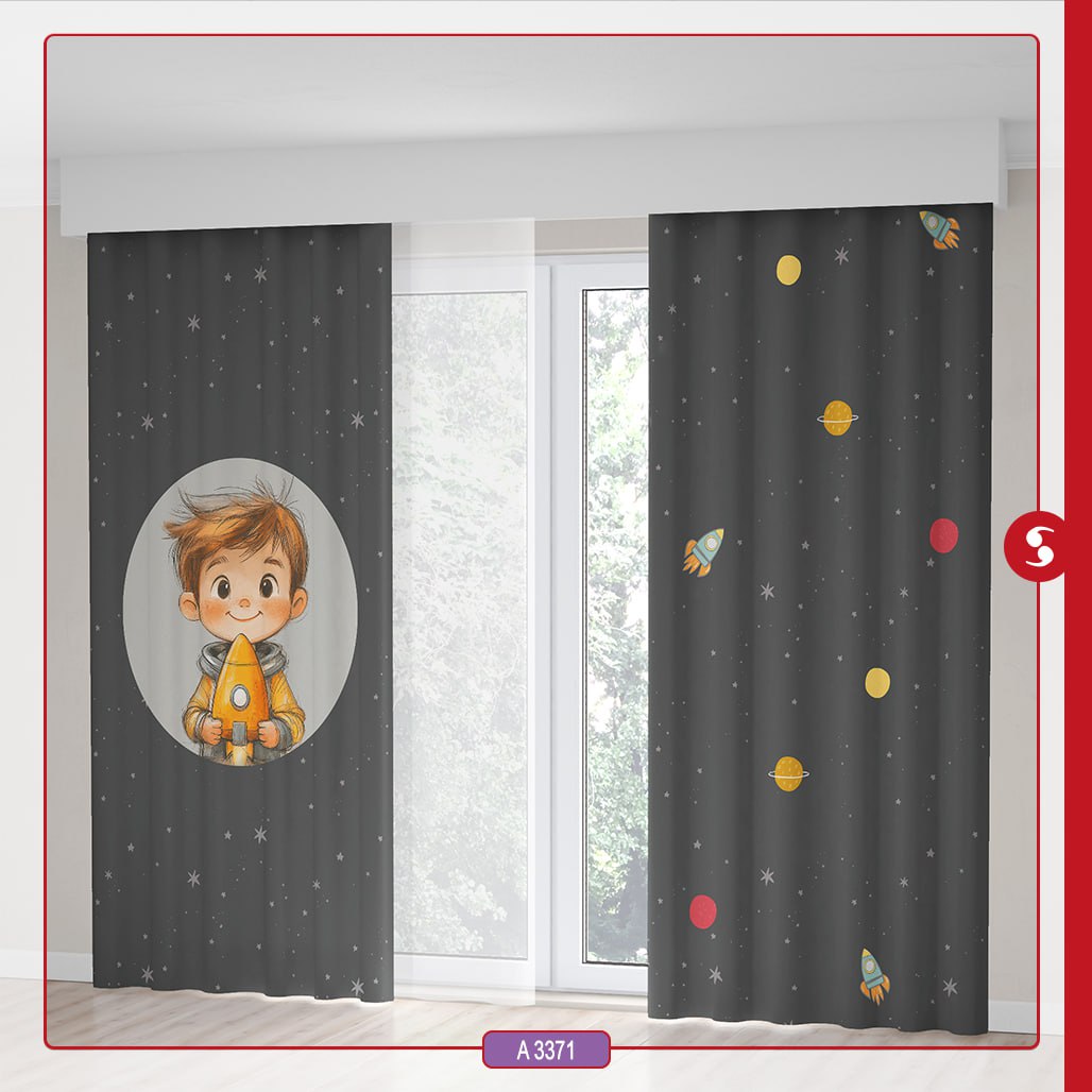 پرده پانچی اتاق کودک برند مینوریا طرح پسرانه کد p-492