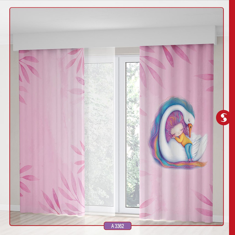 پرده پانچی اتاق کودک برند مینوریا طرح دخترانه کد p-496