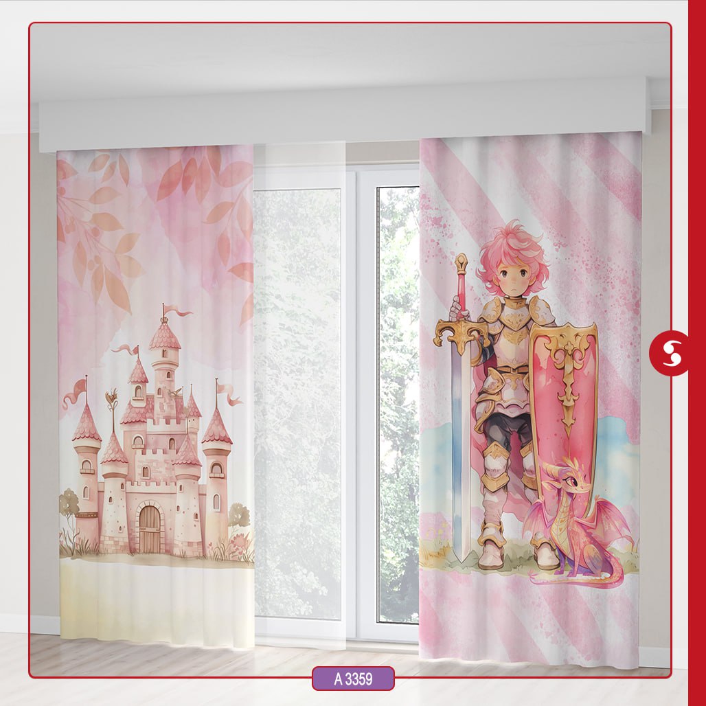 پرده پانچی اتاق کودک برند مینوریا طرح دخترانه کد p-497