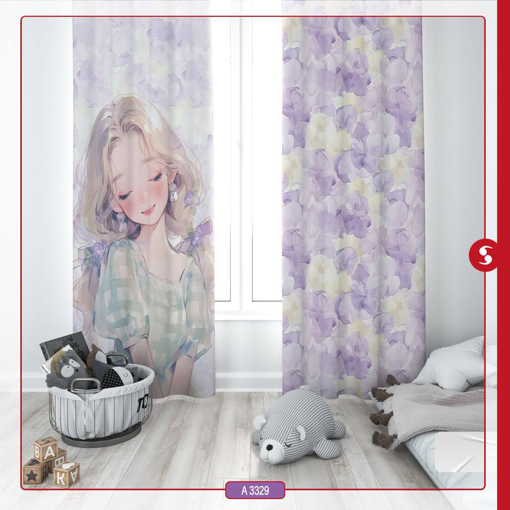 پرده پانچی اتاق کودک برند مینوریا طرح دخترانه کد p-511