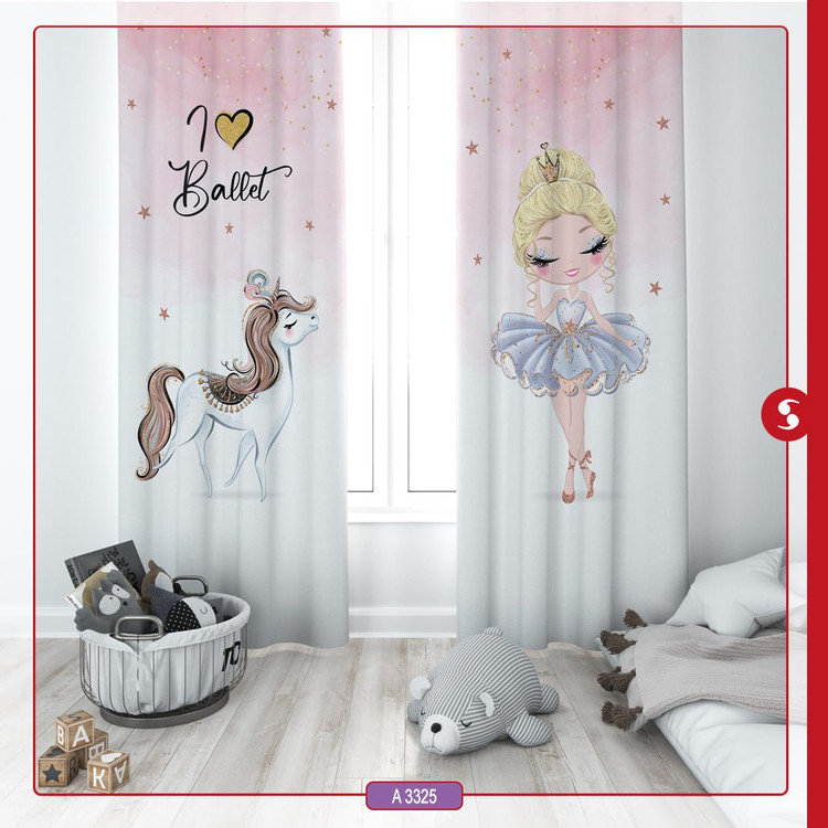 پرده پانچی اتاق کودک برند مینوریا طرح دخترانه کد p-513