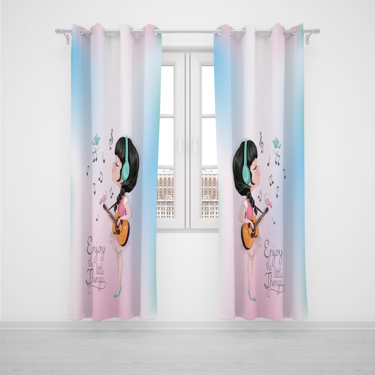 پرده پانچی اتاق کودک برند مینوریا طرح دخترانه کد p-554