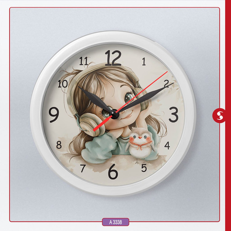 ساعت دیواری اتاق کودک برند مینوریا طرح دخترانه کد p-507