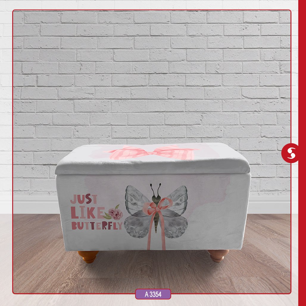 صندوق اسباب بازی چوبی اتاق کودک برند مینوریا طرح پروانه کد p-461