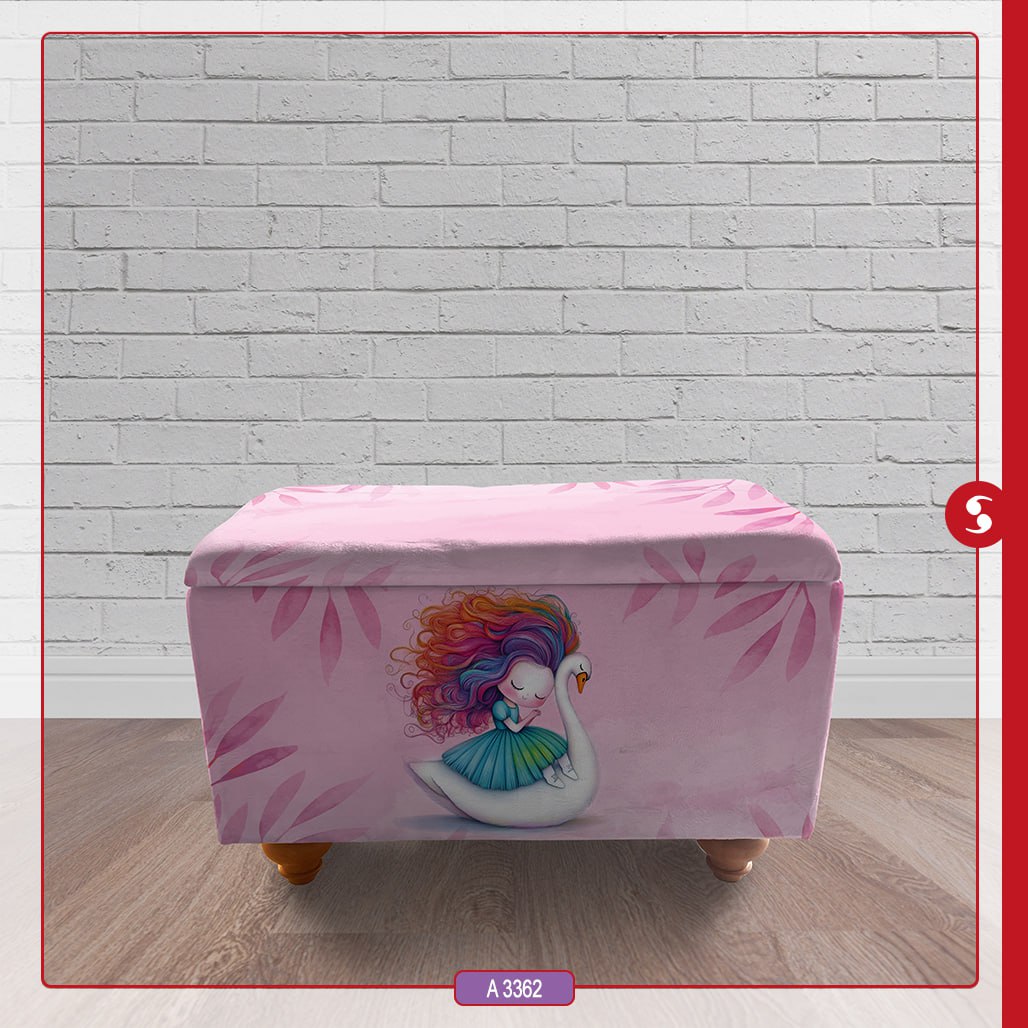 صندوق اسباب بازی چوبی اتاق کودک برند مینوریا طرح دخترانه کد p-496