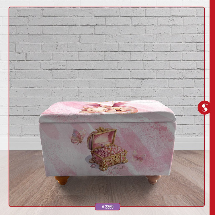 صندوق اسباب بازی چوبی اتاق کودک برند مینوریا طرح دخترانه کد p-497