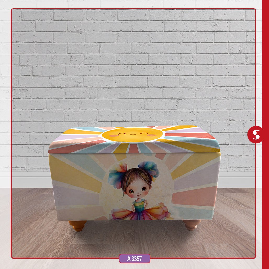 صندوق اسباب بازی چوبی اتاق کودک برند مینوریا طرح دخترانه کد p-499