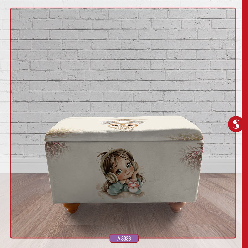 صندوق اسباب بازی چوبی اتاق کودک برند مینوریا طرح دخترانه کد p-507